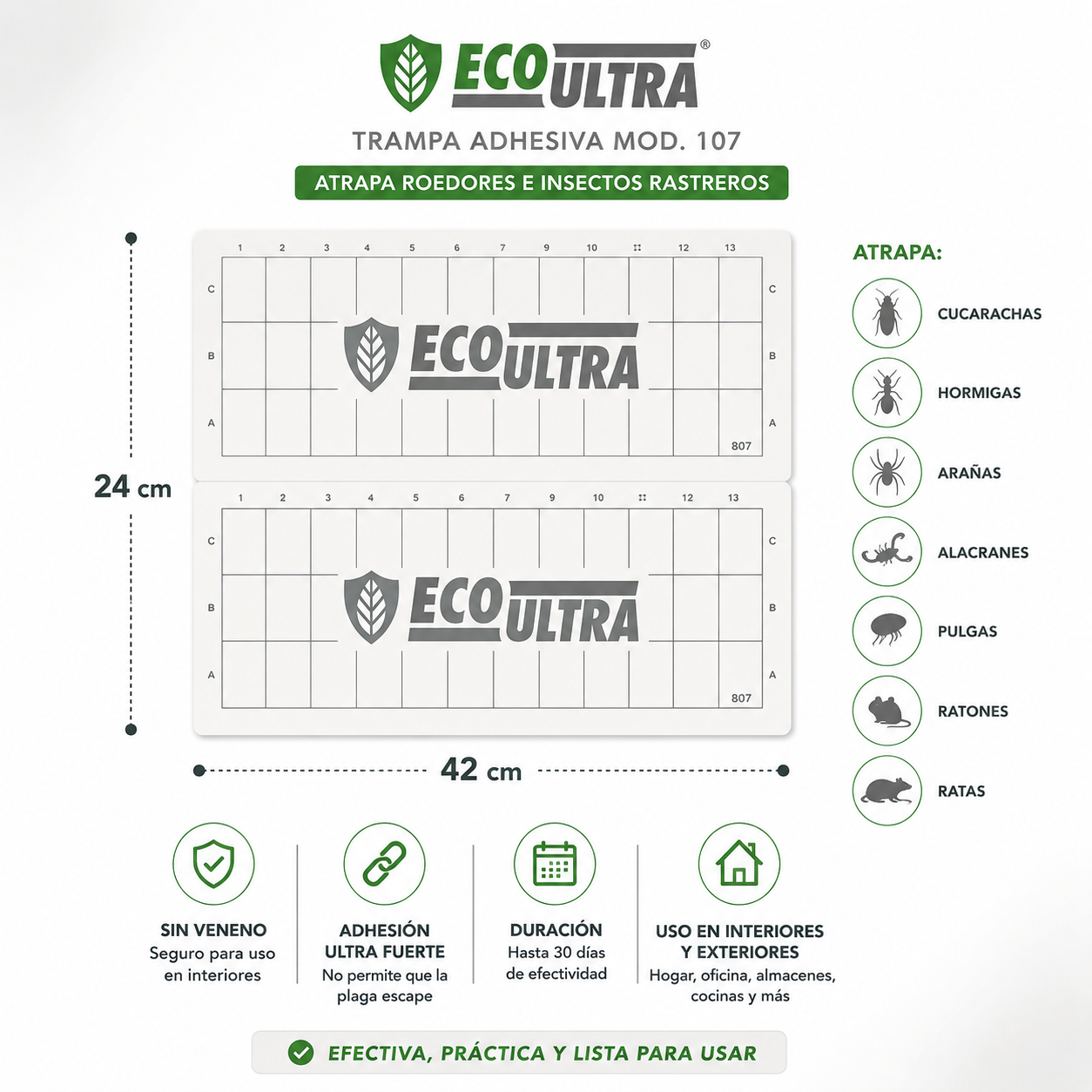Trampas Adhesivas EcoUltra Mod. 907 – 200 Pzas