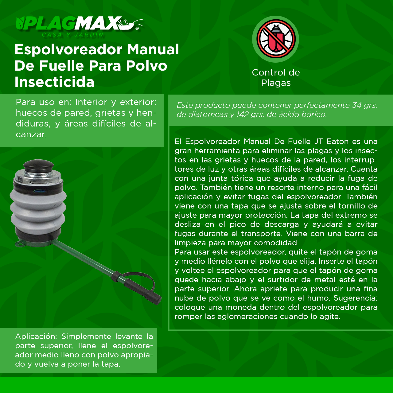 ESPOLVOREADOR VERDE-ROJO MANUAL JT EATON
