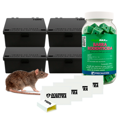 Trampa Para Ratones Rata Cebaderos 4 + Trampas + 1/2kg Cebo