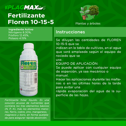Floren 10-15-5 1L Fertilizante