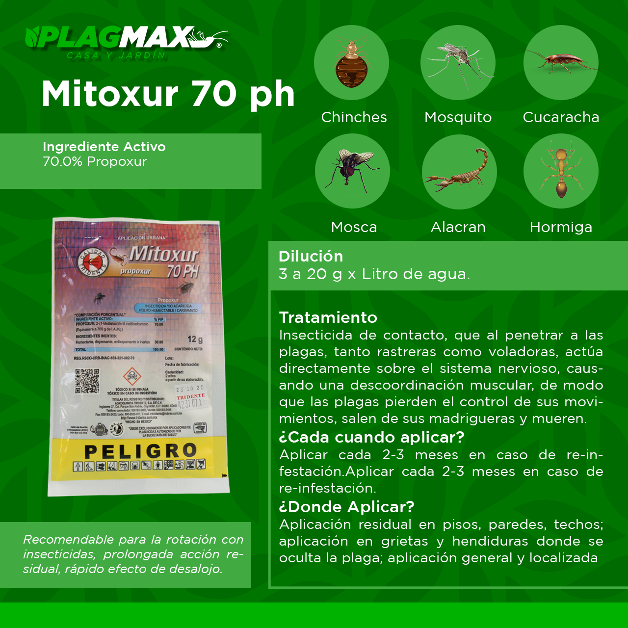 Mitoxur 70 Ph Sobre 12 Gr